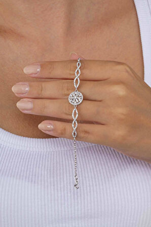 Gümüş Pazarım Yuvarlak Kesim Baget Taşlı Gümüş Bileklik