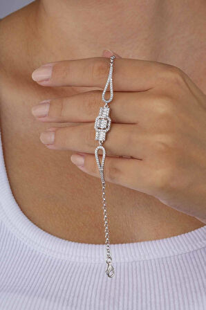 Gümüş Pazarım Baget Taşlı Pırlanta Montür Kadın  Gümüş Bileklik