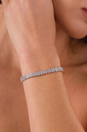 Gümüş Pazarım Pırlanta Montür Su Yolu Gümüş Bileklik