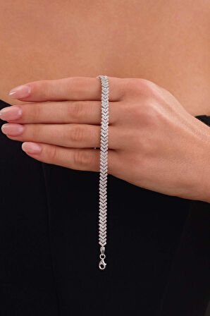 Gümüş Pazarım Pırlanta Montür Su Yolu Gümüş Bileklik