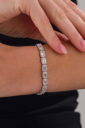 Gümüş Pazarım Su Yolu Baget Taşlı Gümüş Kadın Bileklik