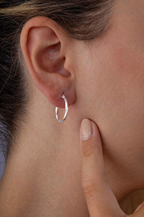 Gümüş Pazarım Burgu Model Rodyum Kaplama Kadın Gümüş Küpe