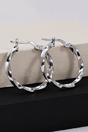 Gümüş Pazarım Burgu Model Rodyum Kaplama Kadın Gümüş Küpe