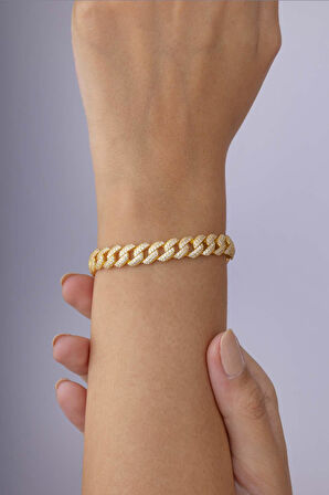 Gümüş Pazarım Altın Kaplama 925 Ayar Gümüş Gurmet Bileklik