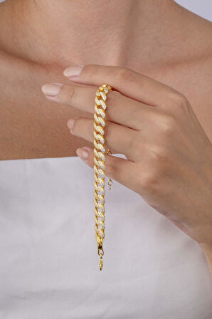 Gümüş Pazarım Altın Kaplama 925 Ayar Gümüş Gurmet Bileklik