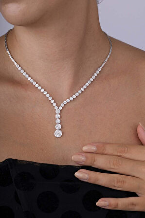 Gümüş Pazarım Süzme Su Yolu Rodyum Kaplama 925 Ayar Gümüş Kolye