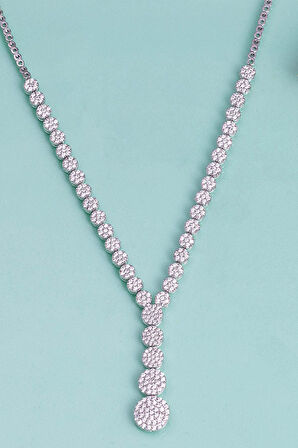 Gümüş Pazarım Süzme Su Yolu Rodyum Kaplama 925 Ayar Gümüş Kolye