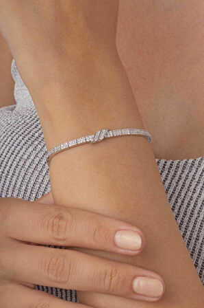 Gümüş Pazarım Su Yolu Kemerli 925 Ayar Gümüş Bileklik