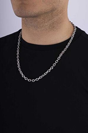 Gümüş Pazarım Geçmeli Halka Model Erkek Çelik Zincir