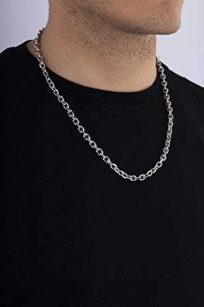 Gümüş Pazarım Geçmeli Halka Model Erkek Çelik Zincir