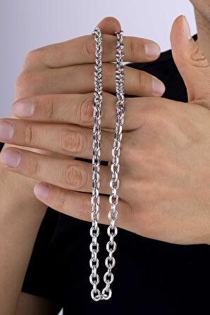 Gümüş Pazarım Geçmeli Halka Model Erkek Çelik Zincir