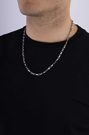 Gümüş Pazarım Geçmeli Küp Model Erkek Çelik Zincir