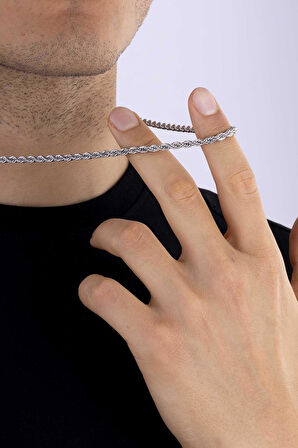 Gümüş Pazarım Klasik Burgu Model Erkek Çelik Zincir