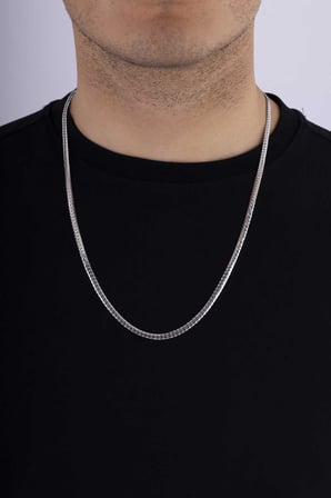 Gümüş Pazarım 5 mm Balık Sırtı Erkek Çelik Zincir