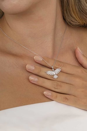 Gümüş Pazarım Anka Kuşu Kadın Gümüş Kolye Silver