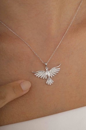 Gümüş Pazarım Anka Kuşu Kadın Gümüş Kolye Silver