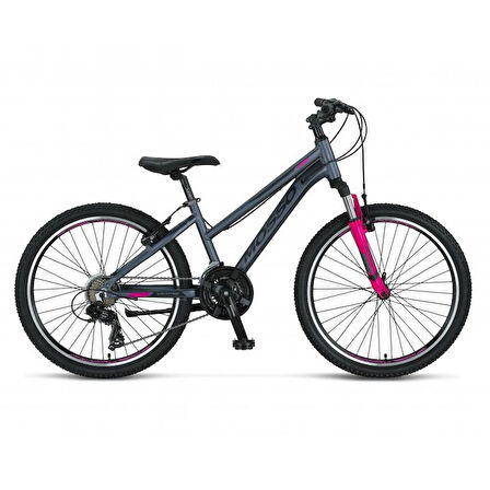 Mosso Wildfire 24 Jant 13K V Fren 21 SPD Bayan Dağ BisikletiAntrasit-Pembe