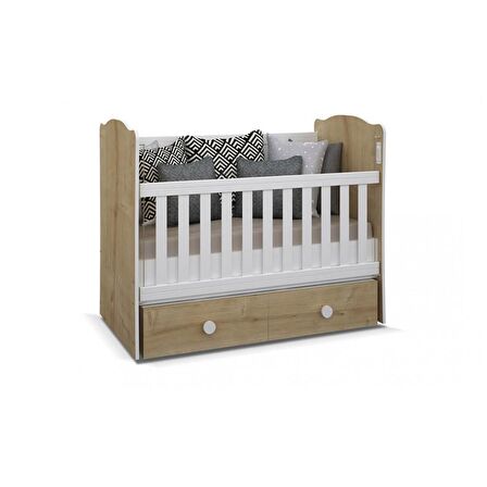 Babyhope Vesta 2 Çekmeceli Beşik 60x120 S.Meşe 900-57 Bebek Beşiği