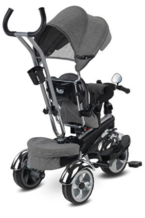 Star Üç Teker Bisiklet Bh-9500 Gri Ebeveyn Kontrollü Şişme Eva Tekerlekli Tricycle