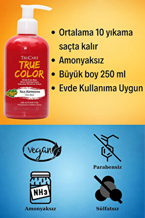 Truecolor Ateş Kırmızı Saç Boyası Seti Saç Açıcı Ve Eldivenli