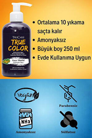 Truecolor Gece Mavisi Saç Boyası Seti Saç Açıcı ve Eldivenli