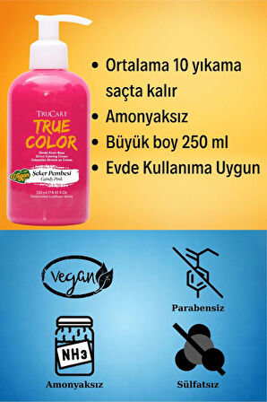 Truecolor Şeker Pembesi Saç Boyası Seti Saç Açıcı Ve Eldivenli