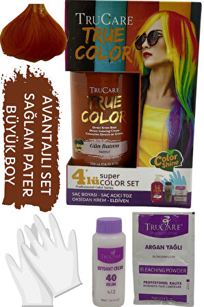 Truecolor Gün Batımı Saç Boyası Seti Saç Açıcı Ve Eldivenli