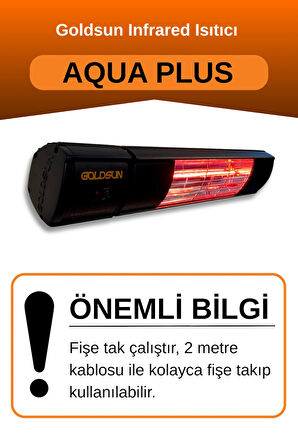 Goldsun Aqua Plus 2000 Watt GSA20P Kumandalı Suya Dayanıklı Elektrikli İnfrared Isıtıcı-Siyah