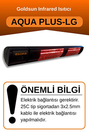 Goldsun Aqua Plus 3000 Watt GSA30PLG Düşük Işıklı Kumandalı Suya Dayanıklı Elektrikli İnfrared Isıtıcı-Siyah