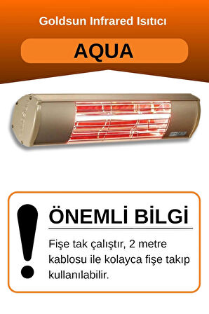 Goldsun Aqua 1500 Watt GSA15 Kumandasız Suya Dayanıklı Elektrikli İnfrared Isıtıcı-Bej