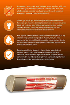 Goldsun Aqua 2000 Watt GSA20 Kumandasız Suya Dayanıklı Elektrikli İnfrared Isıtıcı-Bej