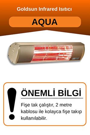 Goldsun Aqua 2000 Watt GSA20 Kumandasız Suya Dayanıklı Elektrikli İnfrared Isıtıcı-Bej