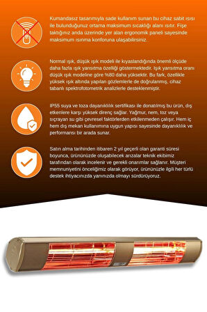 Goldsun Aqua 3000 Watt GSA30 Kumandasız Suya Dayanıklı Elektrikli İnfrared Isıtıcı-Bej