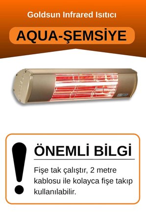 Goldsun Aqua 2000 Watt GSU20 Şemsiye Tip Kumandasız Suya Dayanıklı Elektrikli İnfrared Isıtıcı-Bej