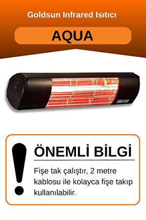 Goldsun Aqua 1500 Watt GSA15 Kumandasız Suya Dayanıklı Elektrikli İnfrared Isıtıcı-Siyah