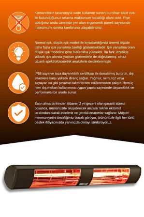 Goldsun Aqua 3000 Watt GSA30 Kumandasız Suya Dayanıklı Elektrikli İnfrared Isıtıcı-Siyah