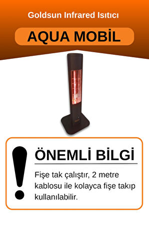 Goldsun Aqua Mobil 700 Watt GSA07VP Isısı Ayarlanabilir Elektrikli İnfrared Isıtıcı-Siyah