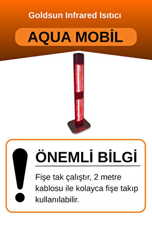 Goldsun Aqua Mobil 1400 Watt GSA14VP Isısı Ayarlanabilir Elektrikli İnfrared Isıtıcı-Siyah