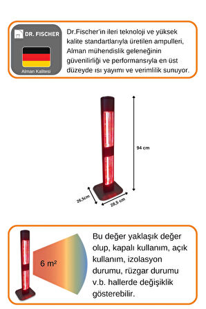 Goldsun Aqua Mobil 1400 Watt GSA14VP Isısı Ayarlanabilir Elektrikli İnfrared Isıtıcı-Siyah