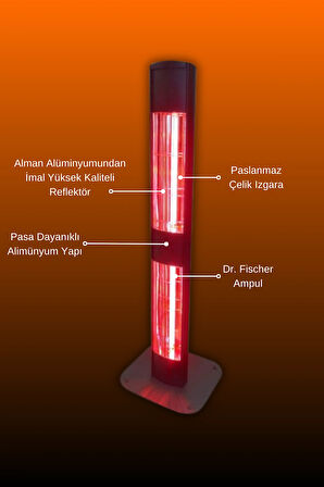 Goldsun Aqua Mobil 1400 Watt GSA14VP Isısı Ayarlanabilir Elektrikli İnfrared Isıtıcı-Siyah