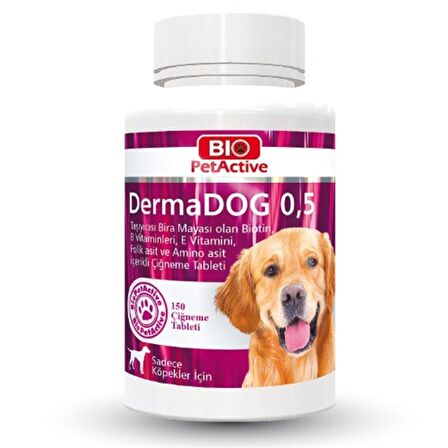 Pet Active Dermadog Köpekler İçin Brewers Yeast Sarımsaklı Maya Tableti 150 Adet