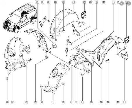 Renault Camurluk Davlumbazı Arka Sag Kangoo III 08> - Brd 674