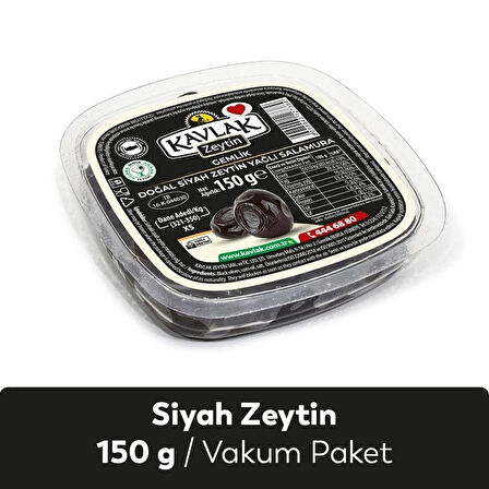 Kavlak Zeytin Gemlik Yağlı Salamura Siyah Zeytin Vakum Paket 150 Gr