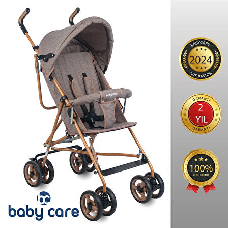 Lüks Baston Bebek Arabası Sırt Yatarlı (Kahve)