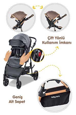 Baby Care BC-340 Bora Cross Çift Yönlü Travel Sistem Bebek Arabası