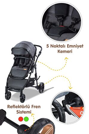 Baby Care BC-340 Bora Cross Çift Yönlü Travel Sistem Bebek Arabası