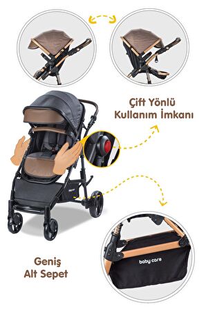 Baby Care BC-340 Bora Cross Çift Yönlü Travel Sistem Bebek Arabası