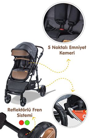 Baby Care BC-340 Bora Cross Çift Yönlü Travel Sistem Bebek Arabası