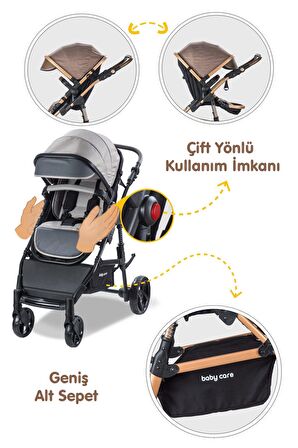 Baby Care BC-340 Bora Cross Çift Yönlü Travel Sistem Bebek Arabası