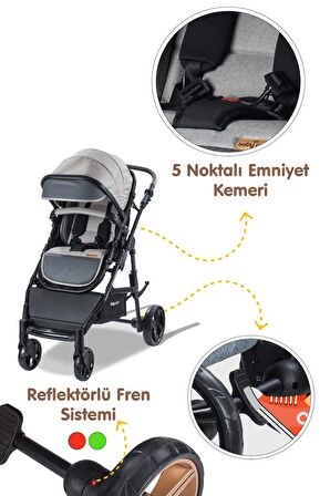 Baby Care BC-340 Bora Cross Çift Yönlü Travel Sistem Bebek Arabası